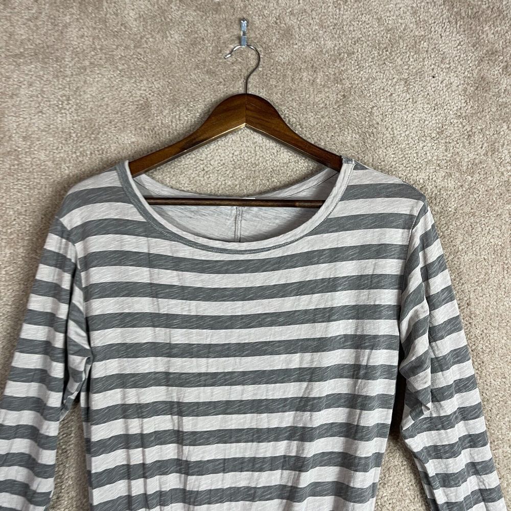 Sundry Sheath Dress Womens Size 3 L Gray Striped Long Sleeve Stretch Side Ruched - Picture 3 of 10